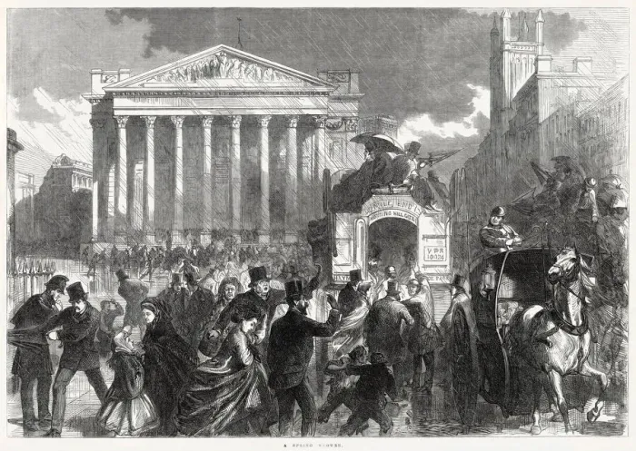 Framed Print : A Spring Shower in London 1866