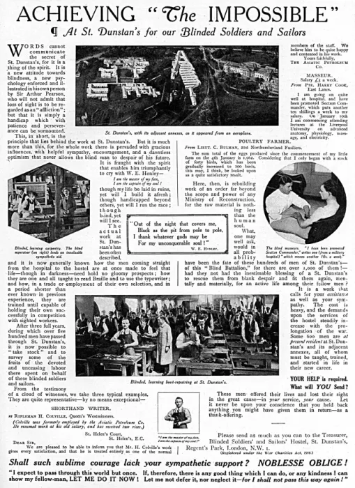 Framed Print : St Dunstans Hostel advertisement, WW1 Framed Print : St Dunstans Hostel advertisement, WW1