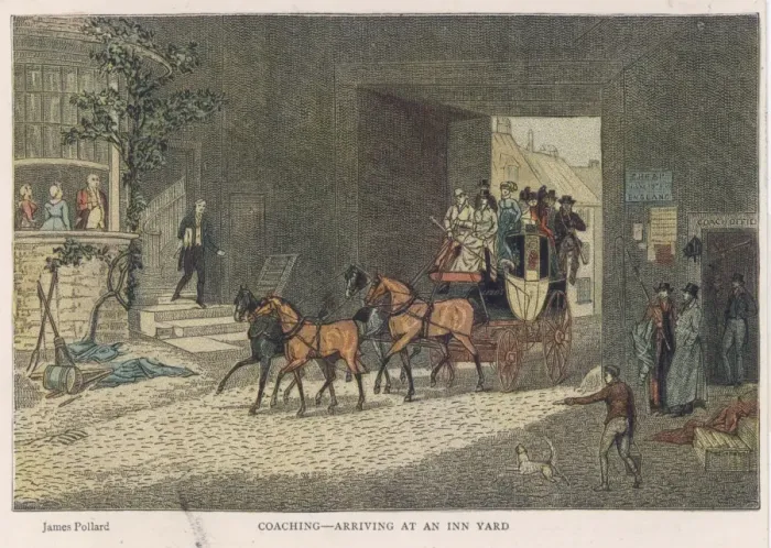 Framed Print : Stagecoach Arrives C1830 Framed Print : Stagecoach Arrives C1830
