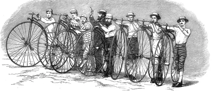 Framed Print : The Start of the Bath to London Bicycle Race, 1874