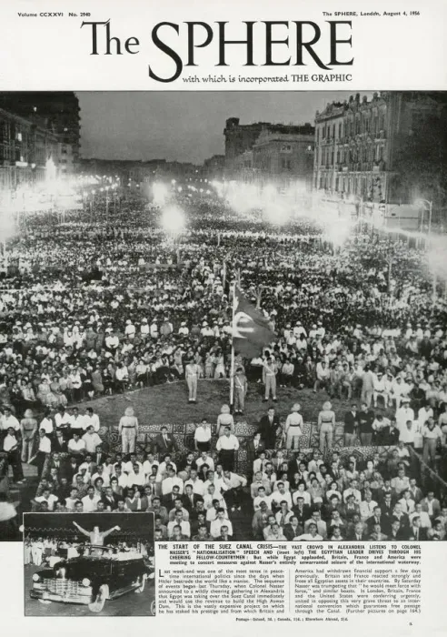 Framed Print : Start of the Suez Crisis - Vast crowds in Alexandria listen to Colonel Nassers spwwch