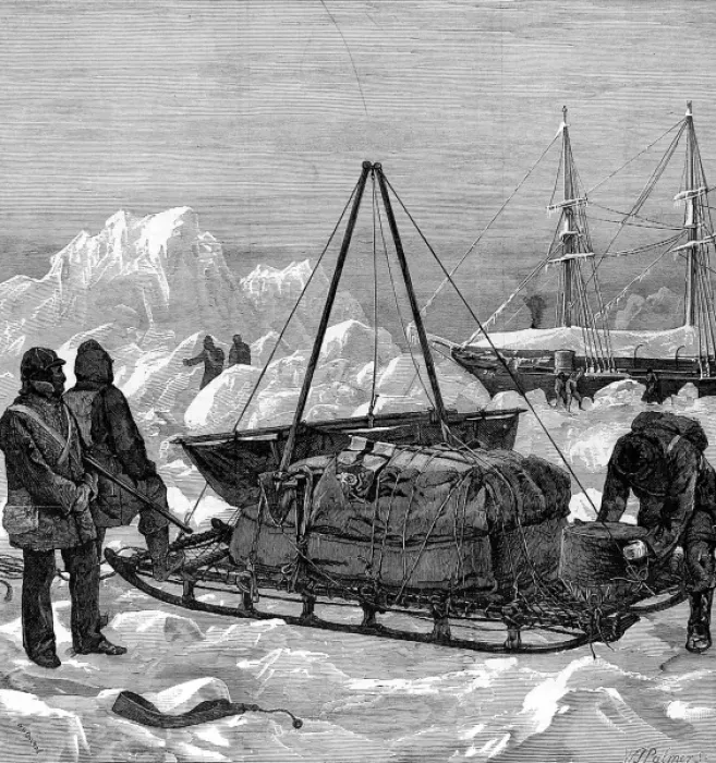 Framed Print : Starting a Sledge Journey, British Arctic Expedition, 1875-1 Framed Print : Starting a Sledge Journey, British Arctic Expedition, 1875-1