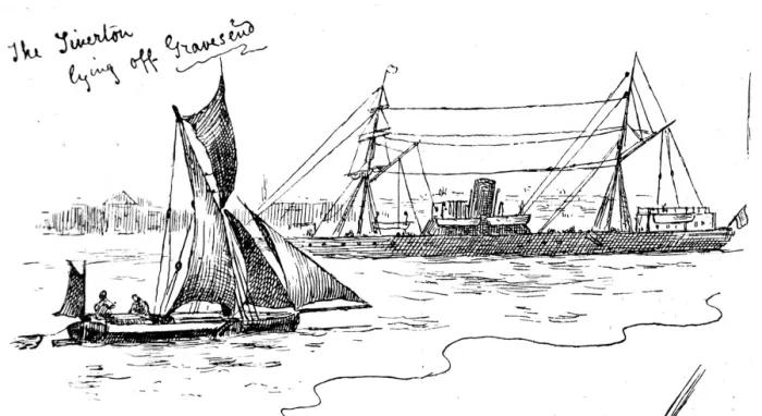 Framed Print : The Steamer Tiverton off Gravesend, 1884 Framed Print : The Steamer Tiverton off Gravesend, 1884