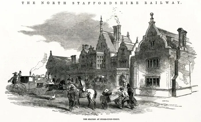 Framed Print : Stoke-on-Trent railway station, Staffordshire 1849 Framed Print : Stoke-on-Trent railway station, Staffordshire 1849