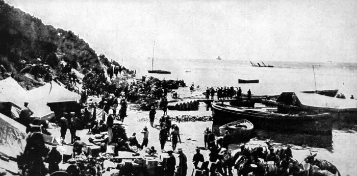 Framed Print : Stores arriving at Gallipoli