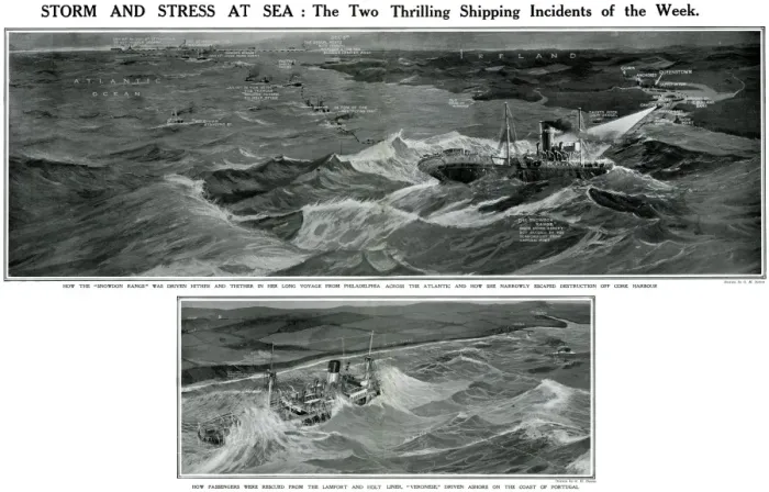 Framed Print : Storm and stress at sea by G. H. Davis