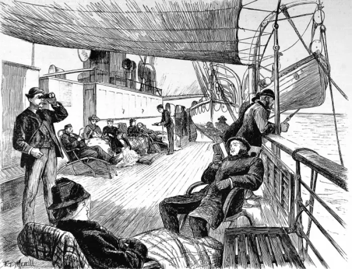 Framed Print : A Summers Day on a Trans-Atlantic Liner, 1884