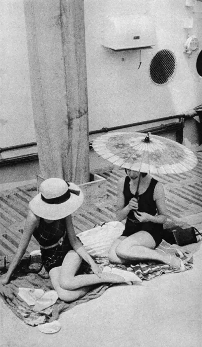 Framed Print : Sun basking on board an ocean liner