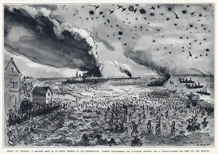 Framed Print : Sunset off Dunkirk during the evacuation, WW2 Framed Print : Sunset off Dunkirk during the evacuation, WW2