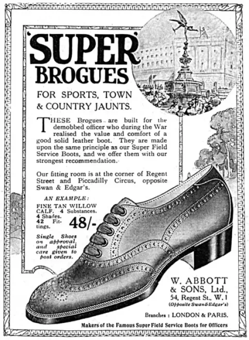Framed Print : Super brogues advertisement, 1919 Framed Print : Super brogues advertisement, 1919