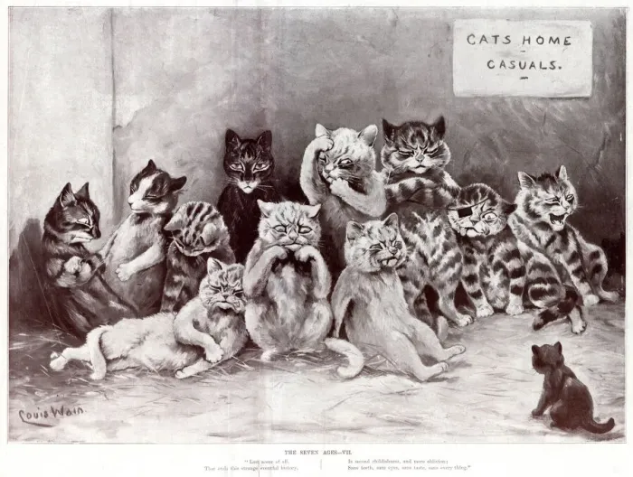 Framed Print : Supplement, The Seven Ages by Louis Wain - Seven