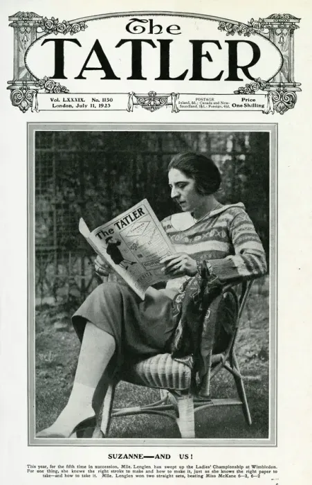 Framed Print : Suzanne Lenglen reading the Tatler Framed Print : Suzanne Lenglen reading the Tatler