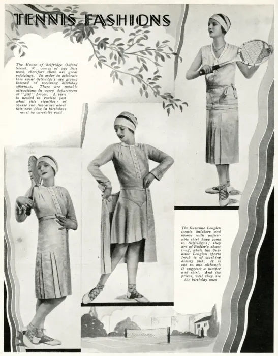 Framed Print : Suzanne Lenglens tennis outfits for Selfridges 1930 Framed Print : Suzanne Lenglens tennis outfits for Selfridges 1930