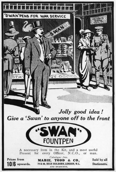 Framed Print : Swan Fountpen advertisement, WW1