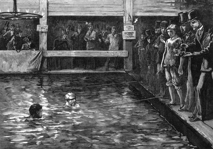 Framed Print : Swimming competition at the Lambeth Baths, London Framed Print : Swimming competition at the Lambeth Baths, London