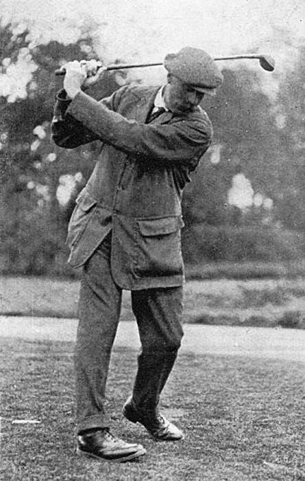 Framed Print : Top of swing - action shot of James Braid