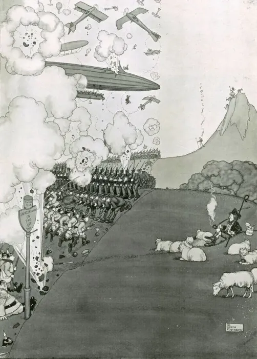 Framed Print : A Swiss Shepherd Watching a Battle by the Frontier