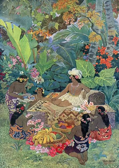 Framed Print : Tahiti scene by Leon Carre Framed Print : Tahiti scene by Leon Carre