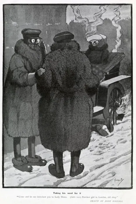 Framed Print : Taking his word for it by John Hassall, motoring fashions Framed Print : Taking his word for it by John Hassall, motoring fashions