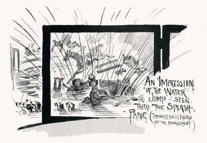 Framed Print : Tally ho at the London Hippodrome, through the splash pane Framed Print : Tally ho at the London Hippodrome, through the splash pane