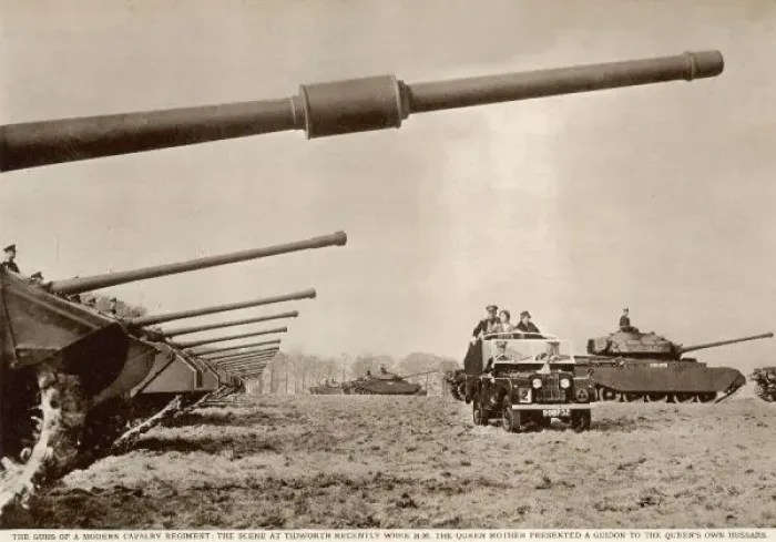 Framed Print : Tank review by Queen Mother at Tidworth Framed Print : Tank review by Queen Mother at Tidworth