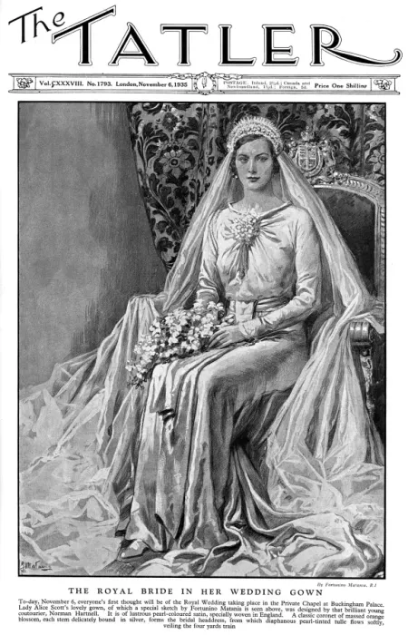 Framed Print : Tatler cover - Duchess of Gloucester in her wedding gown