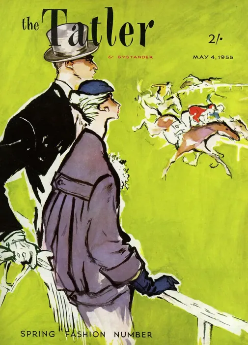 Framed Print : Tatler front cover, horse racing Ascot, 1955