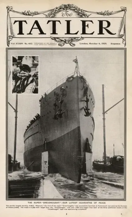 Framed Print : Tatler cover, launch of HMS Neptune, new super Dreadnought Framed Print : Tatler cover, launch of HMS Neptune, new super Dreadnought