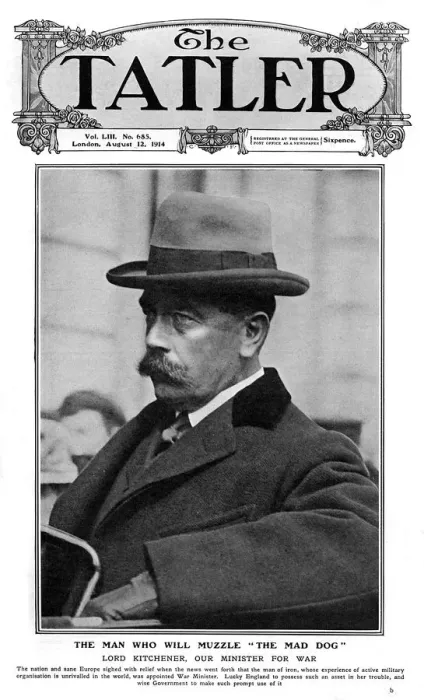 Framed Print : Tatler front cover, outbreak of WW1, Lord Kitchener