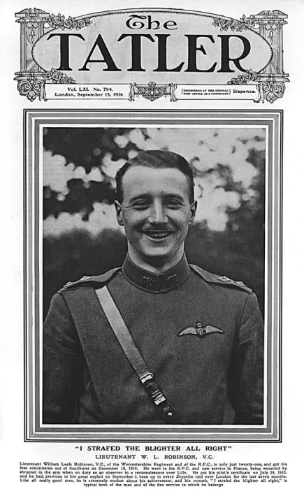 Framed Print : Tatler front cover, William Leefe Robinson, V. C. WW1