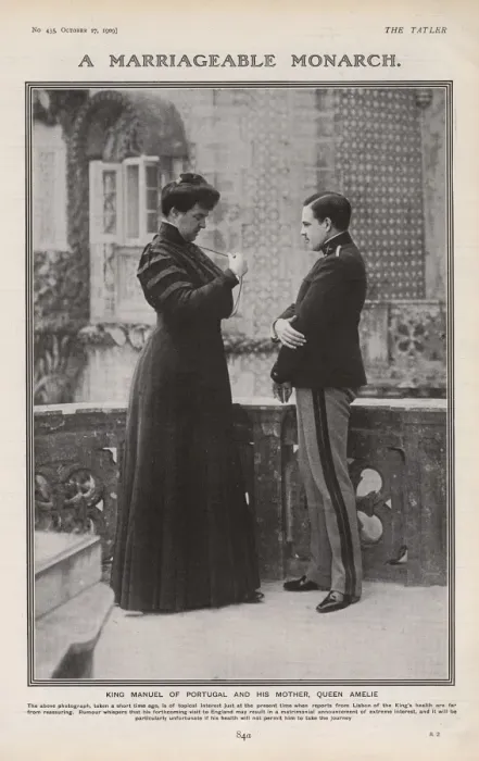 Framed Print : Tatler portrait of King Manuel of Portugal & his mother