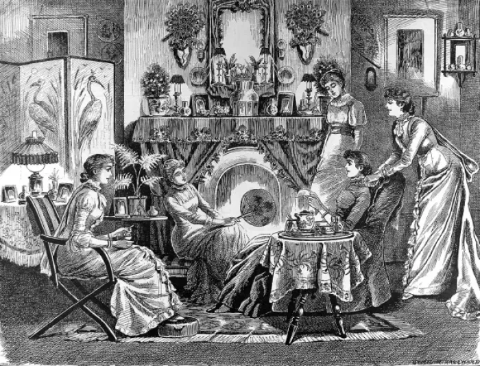 Framed Print : Tea and Tattle by Cyril R. Hallward Framed Print : Tea and Tattle by Cyril R. Hallward