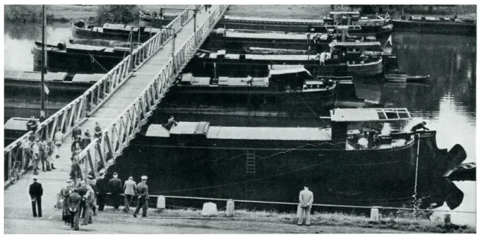 Framed Print : Temporary emergency bridge in Belgium, Sept 1939