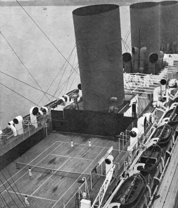 Framed Print : Tennis court on board the Empress of Britain
