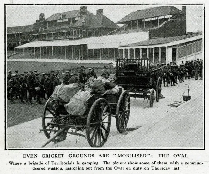 Framed Print : Territorial Army camping at Oval cricket ground, WW1 Framed Print : Territorial Army camping at Oval cricket ground, WW1
