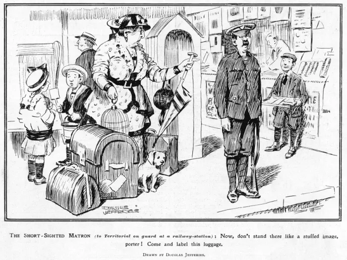 Framed Print : Terrors of the Terrier, Territorial Army cartoon, WW1 Framed Print : Terrors of the Terrier, Territorial Army cartoon, WW1