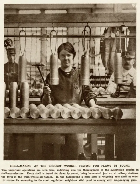 Framed Print : Testing for flaws in the sound, Creusot works, France 1915