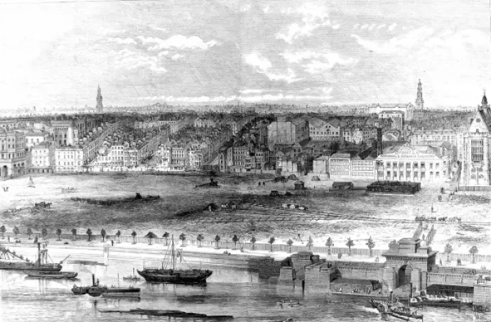 Framed Print : The Thames Embankment, London, 1869 Framed Print : The Thames Embankment, London, 1869