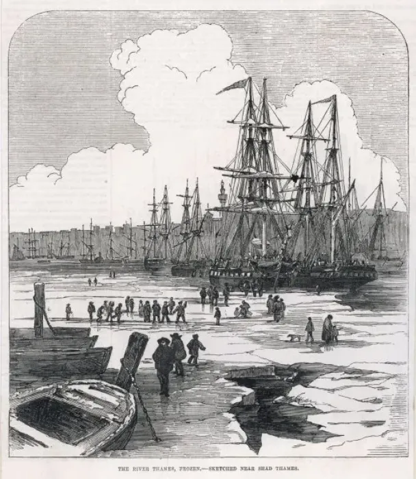Framed Print : Thames Frozen 1855 Framed Print : Thames Frozen 1855