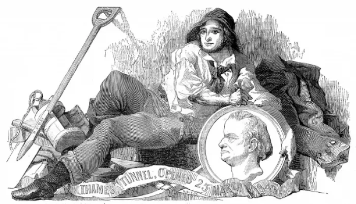 Framed Print : Thames Tunnel Company worker with a Medallion of Sir Marc Is Framed Print : Thames Tunnel Company worker with a Medallion of Sir Marc Is
