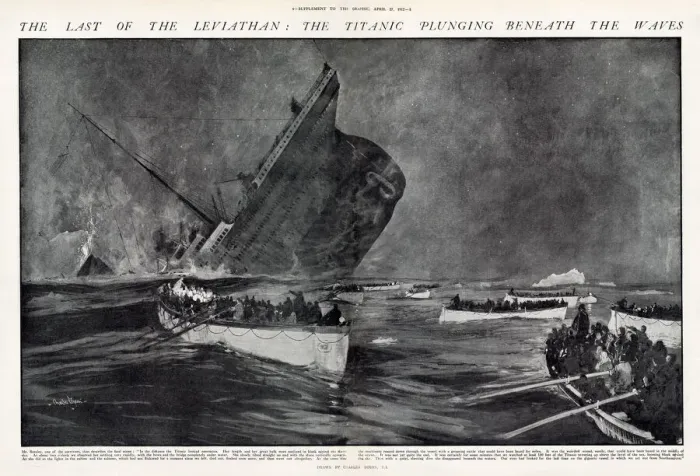 Framed Print : The last of the Leviathan: the Titanic plunging beneath the waves
