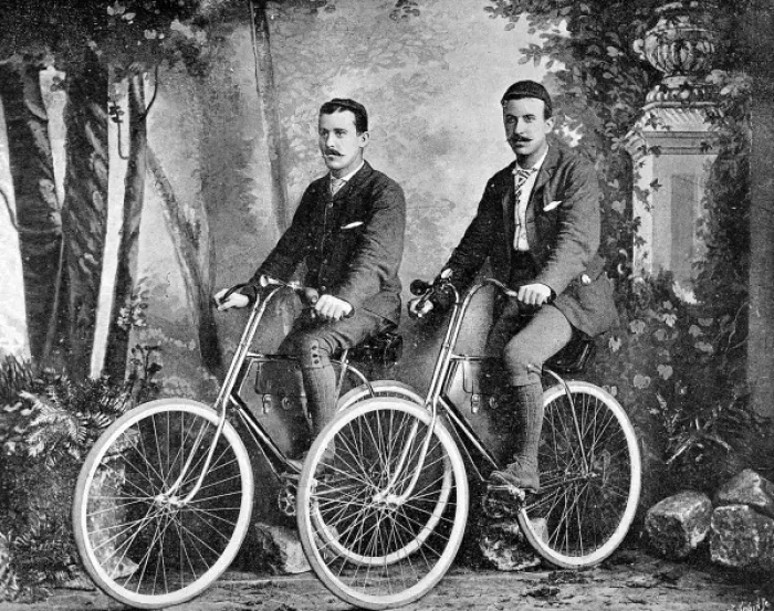 Framed Print : Thomas G. Allen and William L. Sachtleben on their Bicycles
