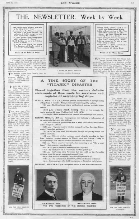 Framed Print : Titanic - Report and Timeline in the Sphere Framed Print : Titanic - Report and Timeline in the Sphere