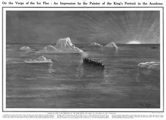 Framed Print : Titanic - sunrise on April 15th after the ship had sank