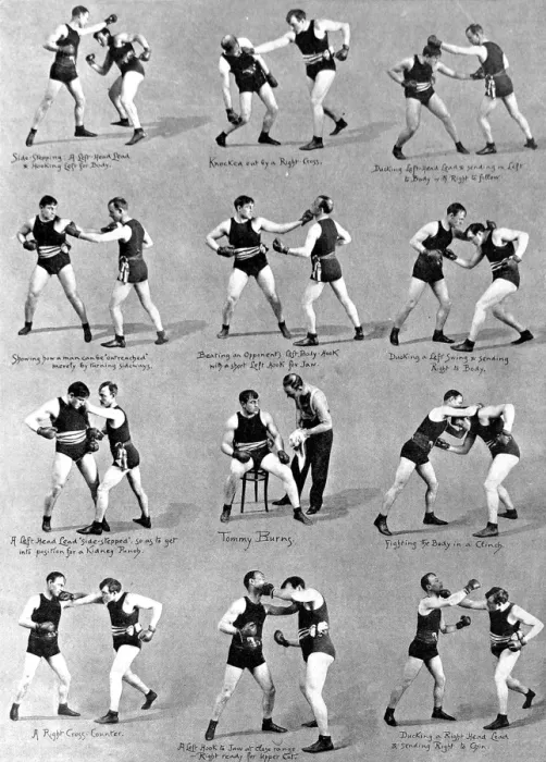 Framed Print : Tommy Burns sparring with a partner, 1908 Framed Print : Tommy Burns sparring with a partner, 1908