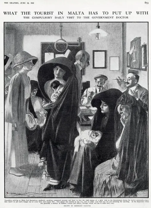 Framed Print : What the tourist in Malta has to put up with: the compulsory daily visit to the government doctor