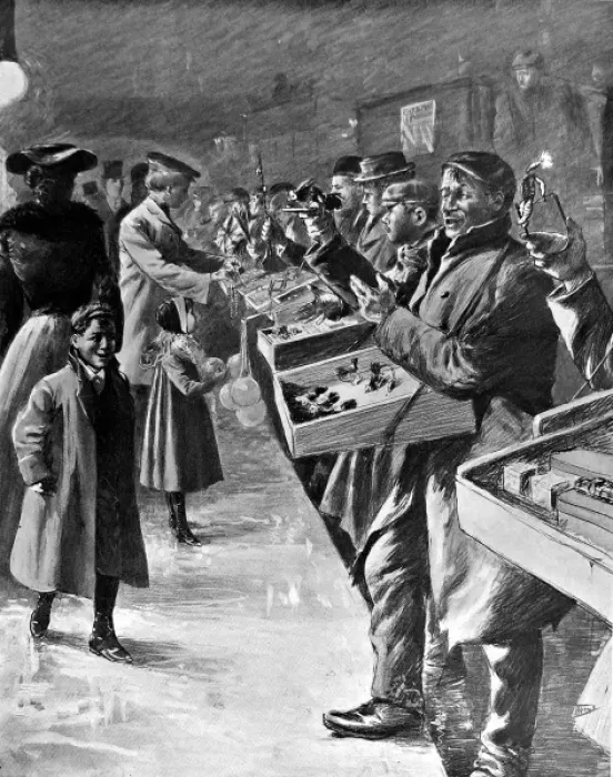 Framed Print : Toy Salesmen on Ludgate Hill, London, 1904 Framed Print : Toy Salesmen on Ludgate Hill, London, 1904