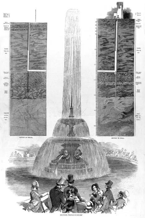 Framed Print : Trafalgar Square Fountain, London, 1845 Framed Print : Trafalgar Square Fountain, London, 1845