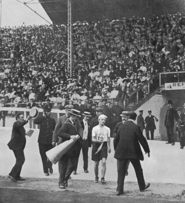 Framed Print : Tragedy of the Marathon Race... London Olympics 1908 Framed Print : Tragedy of the Marathon Race... London Olympics 1908