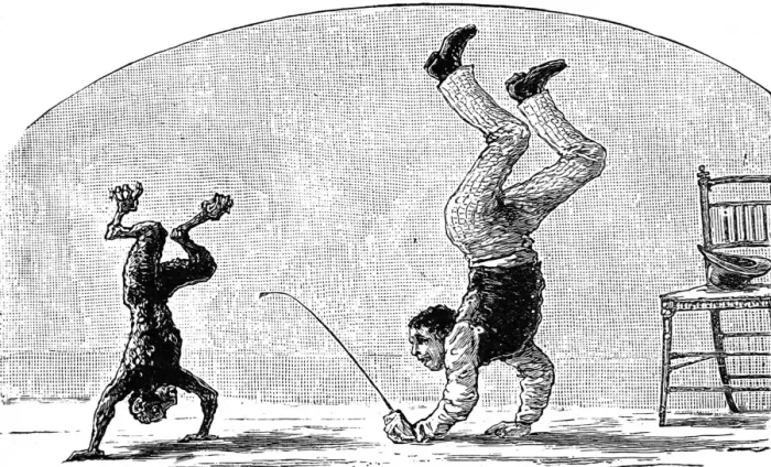 Framed Print : Training a monkey at the circus, c. 1888